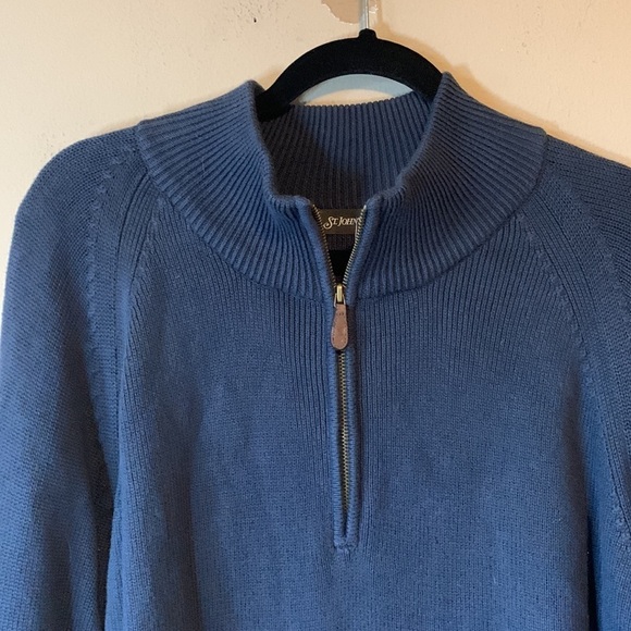 NWOT St. John’s Bay Fair Isle Sweater XL Navy Cotton Quarter Zip Pullover Knit - Picture 3 of 13